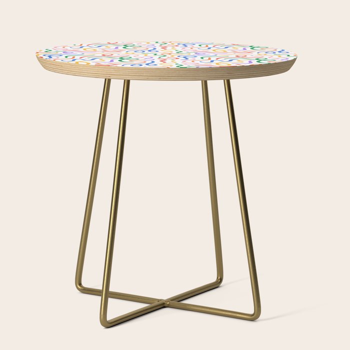 Colorful line doodle art pattern Side Table Gallery Image 1