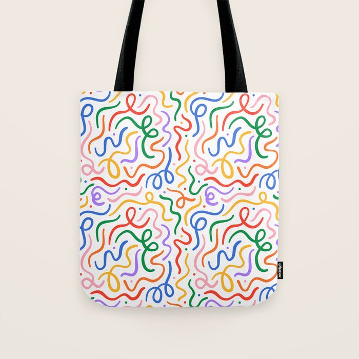 Colorful line doodle art pattern Tote Bag Gallery Image 1