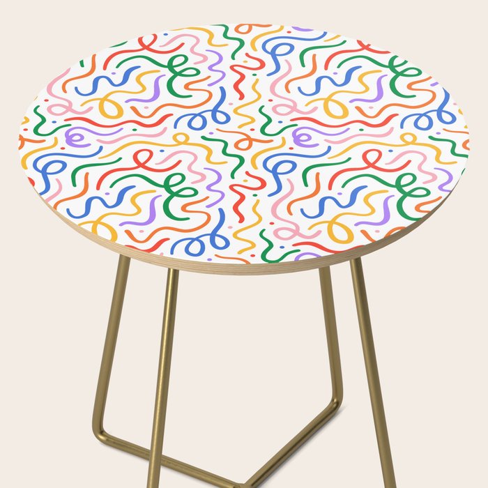 Colorful line doodle art pattern Side Table Gallery Image 2