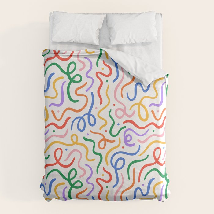 Colorful line doodle art pattern Duvet Cover Gallery Image 1