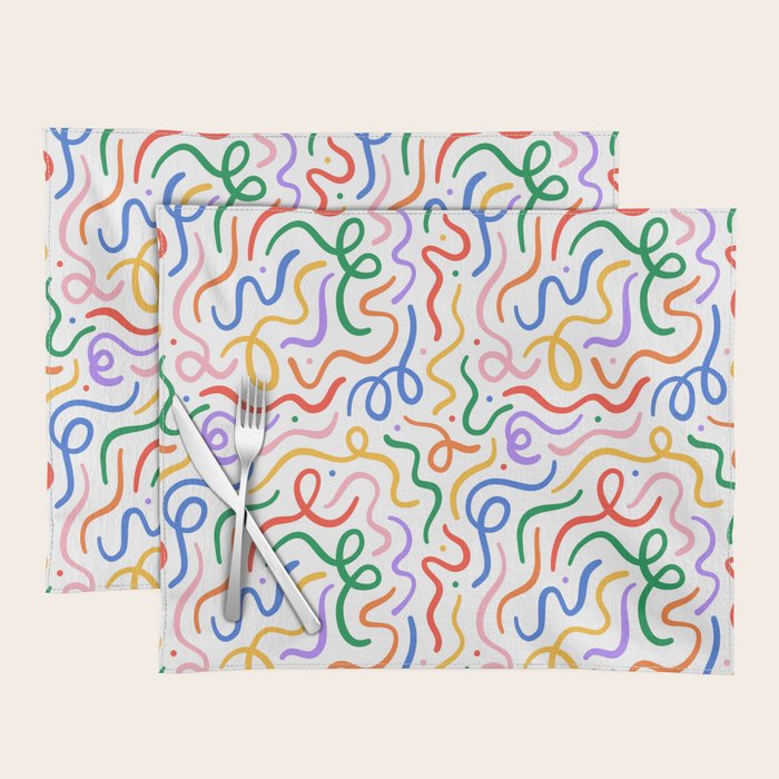 Colorful line doodle art pattern Placemat Gallery Image 1