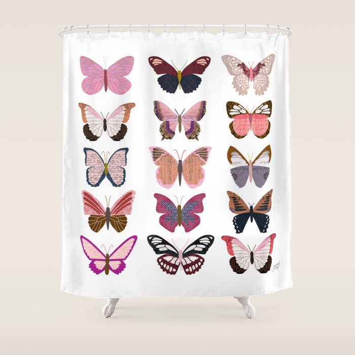 Pink Butterflies Shower Curtain Gallery Image 1
