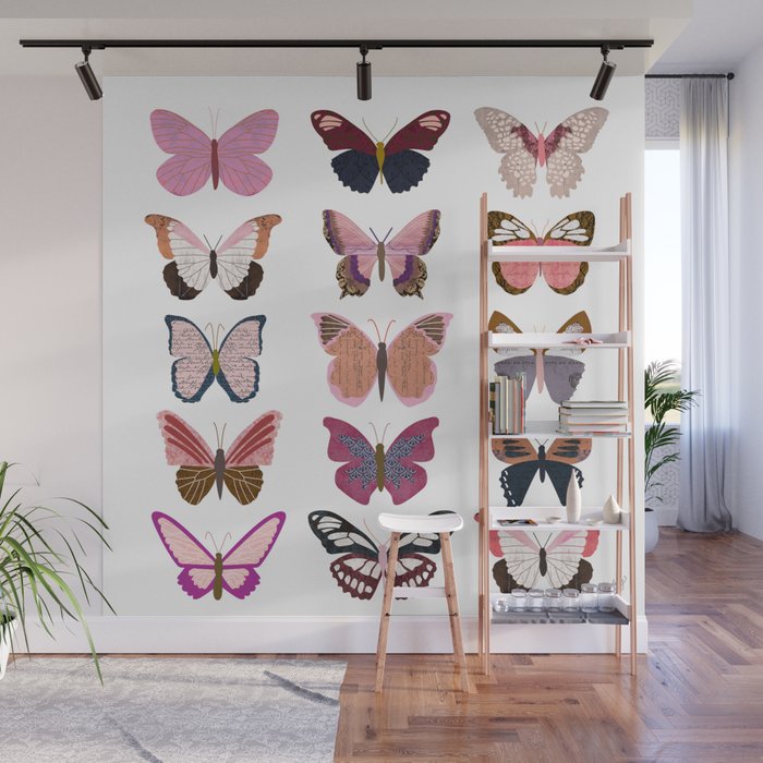 Pink Butterflies Wall Mural Gallery Image 1