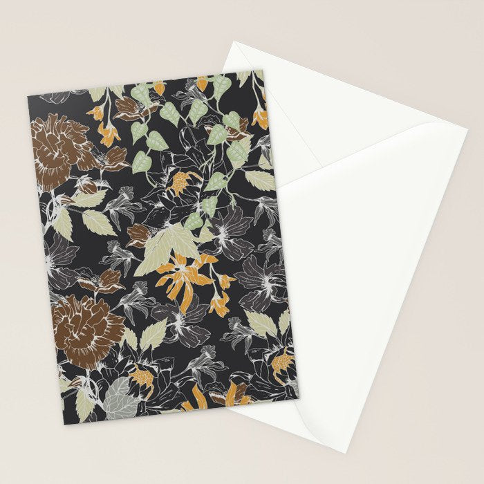 Vintage Midnight Florals Stationery Card Gallery Image 2