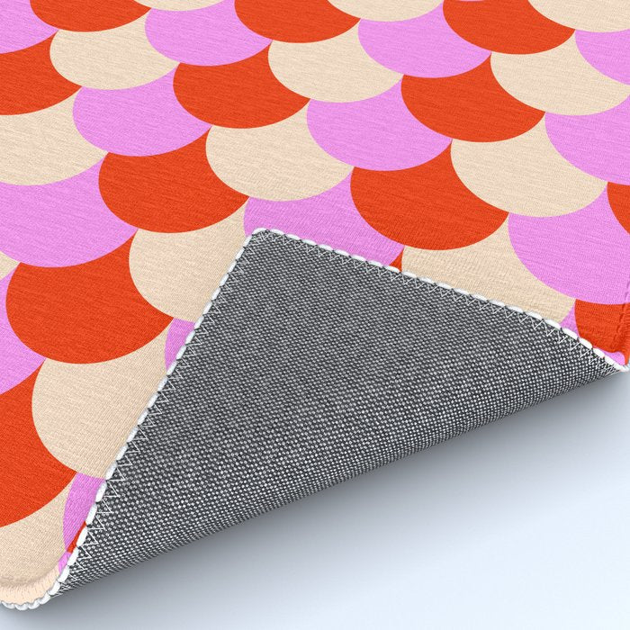 Scale Pattern / Art-deco - Pink, Red and Cream White Rug Gallery Image 4
