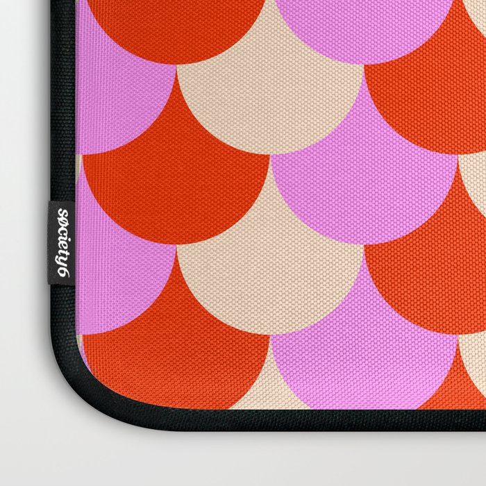 Scale Pattern / Art-deco - Pink, Red and Cream White Laptop Sleeve Gallery Image 3