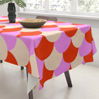 Scale Pattern / Art-deco - Pink, Red and Cream White Tablecloth Gallery Image 3