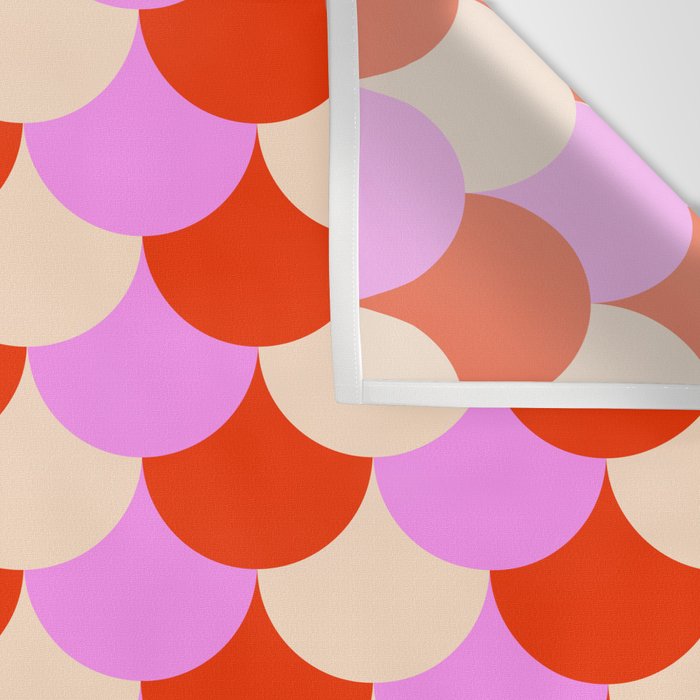 Scale Pattern / Art-deco - Pink, Red and Cream White Wall Tapestry Gallery Image 3