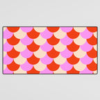 Scale Pattern / Art-deco - Pink, Red and Cream White Desk Mat Gallery Image 3
