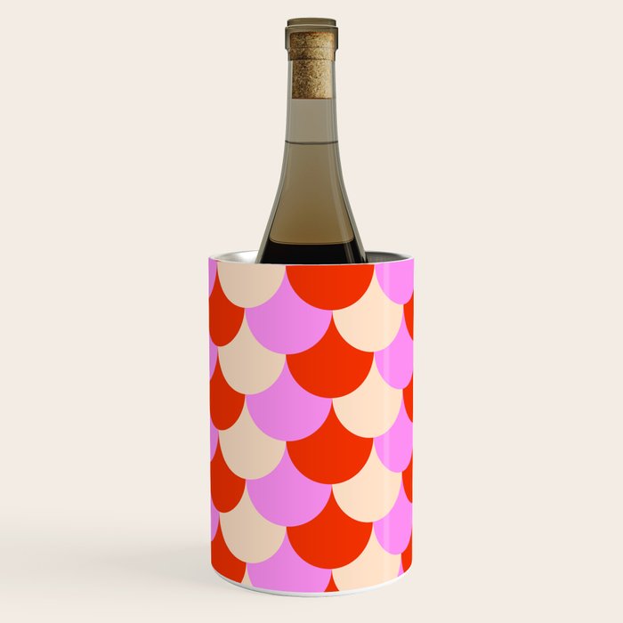 Scale Pattern / Art-deco - Pink, Red and Cream White Wine Chiller Gallery Image 1