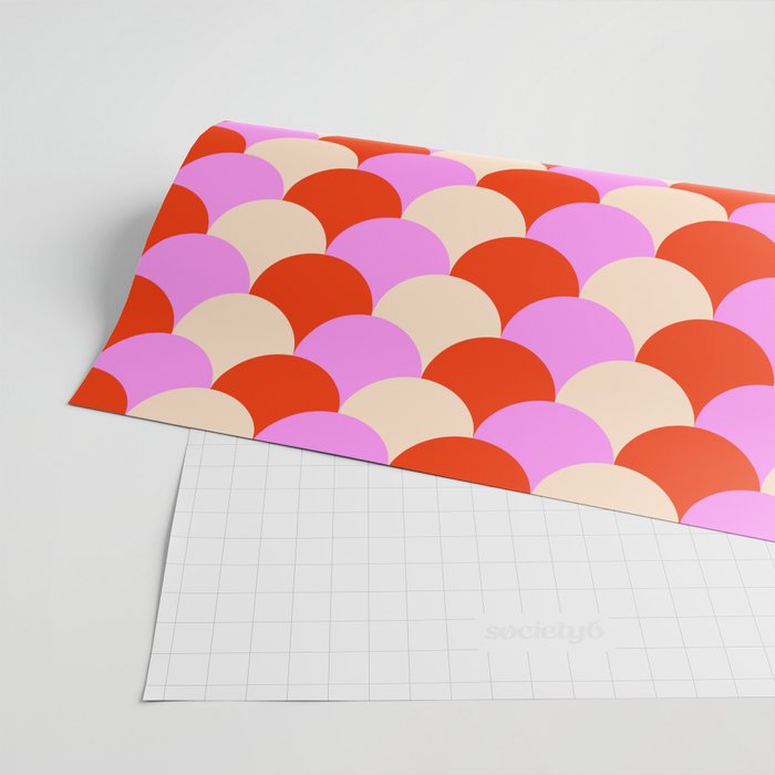 Scale Pattern / Art-deco - Pink, Red and Cream White Wrapping Paper Gallery Image 2