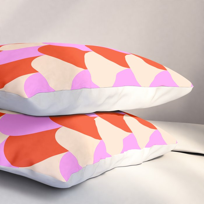 Scale Pattern / Art-deco - Pink, Red and Cream White Pillow Sham Gallery Image 3