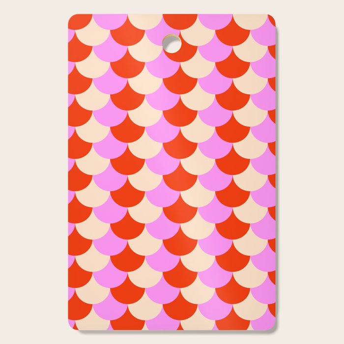 Scale Pattern / Art-deco - Pink, Red and Cream White Cutting Board Gallery Image 1