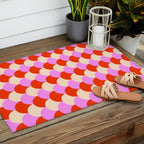 Scale Pattern / Art-deco - Pink, Red and Cream White Outdoor Rug Gallery Image 2