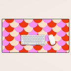 Scale Pattern / Art-deco - Pink, Red and Cream White Desk Mat Gallery Image 1