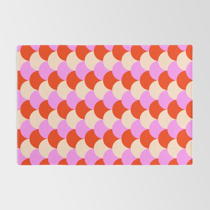 Scale Pattern / Art-deco - Pink, Red and Cream White Rug Gallery Image 2