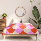 Scale Pattern / Art-deco - Pink, Red and Cream White Comforter Gallery Image 3