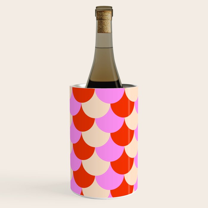 Scale Pattern / Art-deco - Pink, Red and Cream White Wine Chiller Gallery Image 2