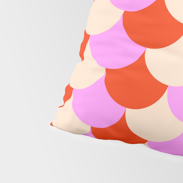 Scale Pattern / Art-deco - Pink, Red and Cream White Pillow Sham Gallery Image 4