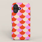 Scale Pattern / Art-deco - Pink, Red and Cream White iPhone Case Gallery Image 1