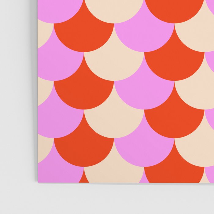 Scale Pattern / Art-deco - Pink, Red and Cream White Poster Gallery Image 3