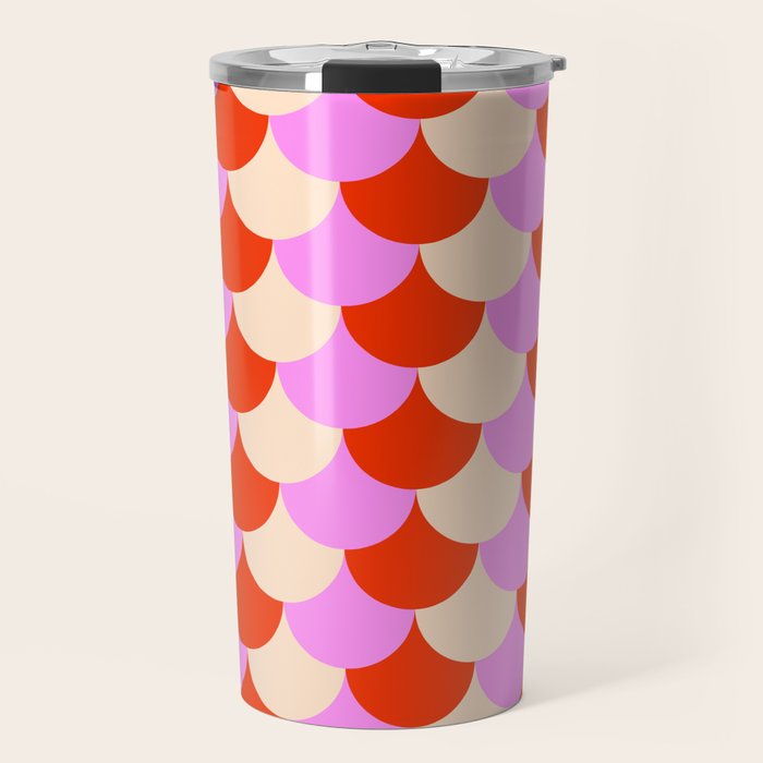 Scale Pattern / Art-deco - Pink, Red and Cream White Travel Mug Gallery Image 1
