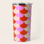 Scale Pattern / Art-deco - Pink, Red and Cream White Travel Mug Gallery Image 1