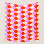 Scale Pattern / Art-deco - Pink, Red and Cream White Wall Tapestry Gallery Image 4