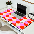 Scale Pattern / Art-deco - Pink, Red and Cream White Desk Mat Gallery Image 2