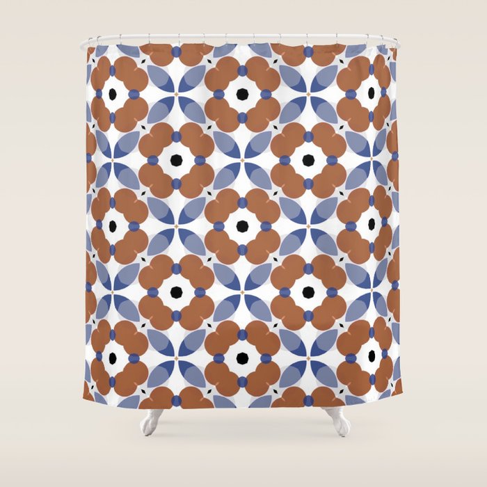 Moroccan Tile - poppy Shower Curtain Gallery Image 1