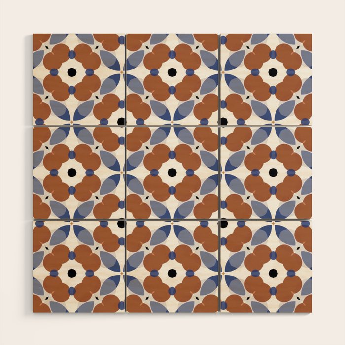Moroccan Tile - poppy Wood Wall Art Gallery Image 1