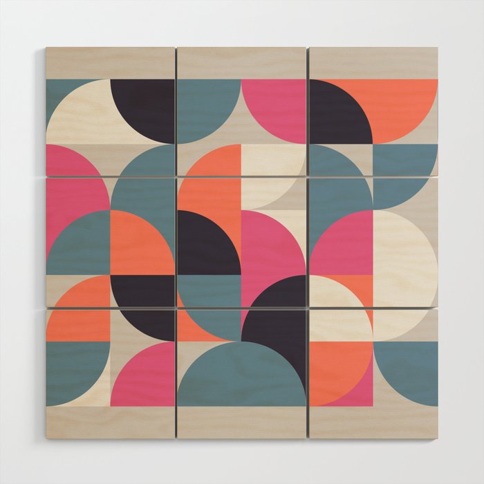 Mid Century Geometric 21 Wood Wall Art Gallery Image 1