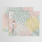 Festive, Abstract, Floral Prints, Coral, Green, Yellow Placemat Gallery Image 1