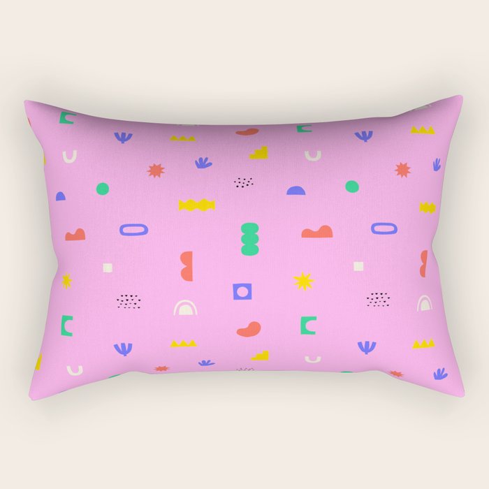 Abstract colorful organic shape art pattern Rectangular Pillow Gallery Image 2