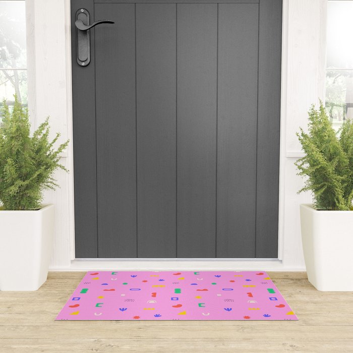 Abstract colorful organic shape art pattern Welcome Mat Gallery Image 3