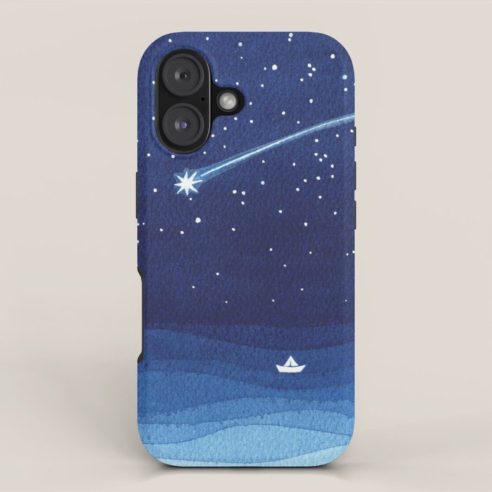 Falling star, shooting star, sailboat ocean waves blue sea iPhone Case Gallery Image 1