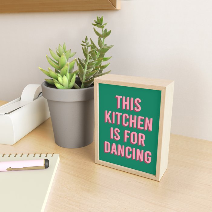 This Kitchen Is For Dancing (Pink Green) Mini Art Print Gallery Image 2