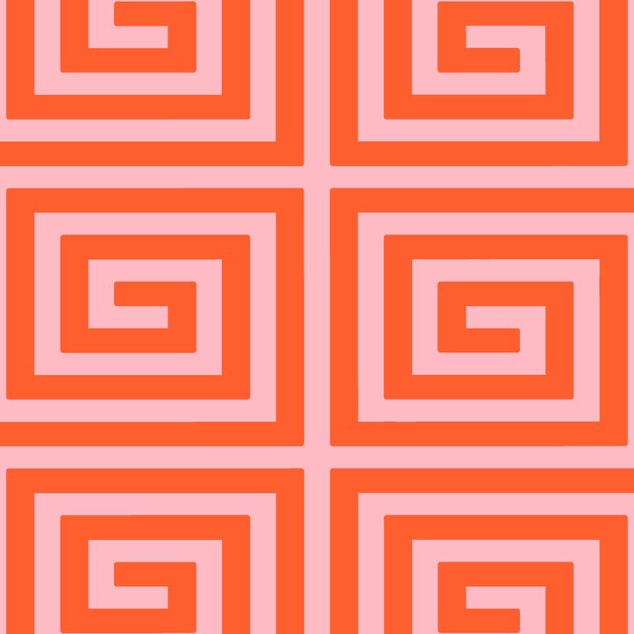 Greek Key Pattern 133 Orange and Pink Coffee Mug Gallery Image 2