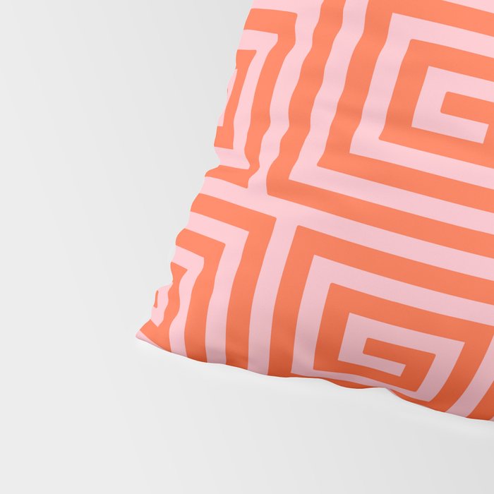 Greek Key Pattern 133 Orange and Pink Pillow Sham Gallery Image 4