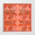 Greek Key Pattern 133 Orange and Pink Wood Wall Art Gallery Image 1