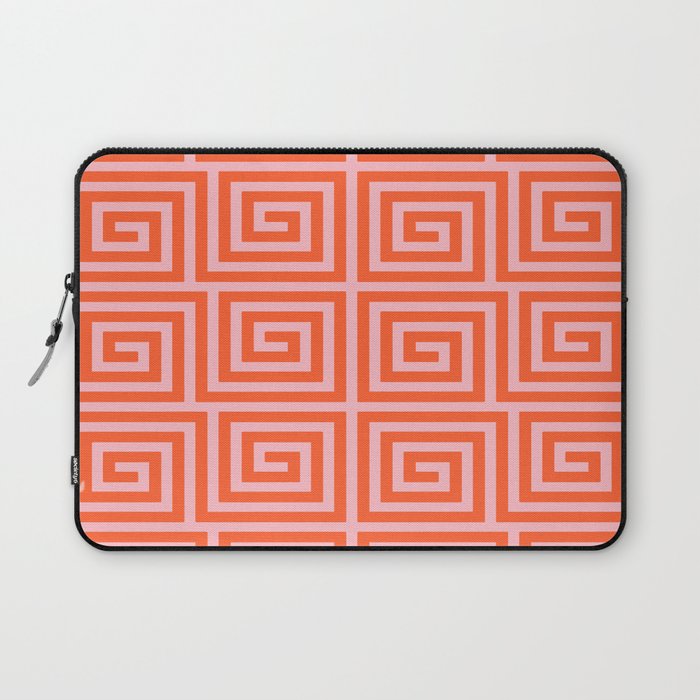 Greek Key Pattern 133 Orange and Pink Laptop Sleeve Gallery Image 1
