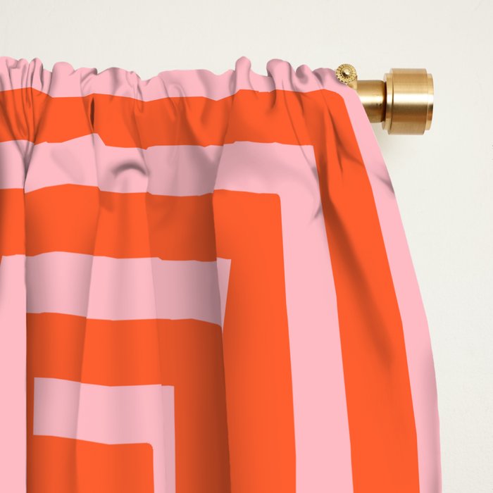 Greek Key Pattern 133 Orange and Pink Window Curtain Gallery Image 2