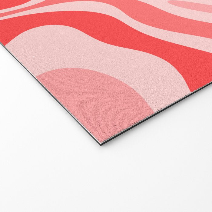 Retro Modern Liquid Swirl Abstract Pattern in Coral Pink Welcome Mat Gallery Image 2