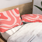 Retro Modern Liquid Swirl Abstract Pattern in Coral Pink Pillow Sham Gallery Image 2