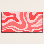 Retro Modern Liquid Swirl Abstract Pattern in Coral Pink Desk Mat Gallery Image 3