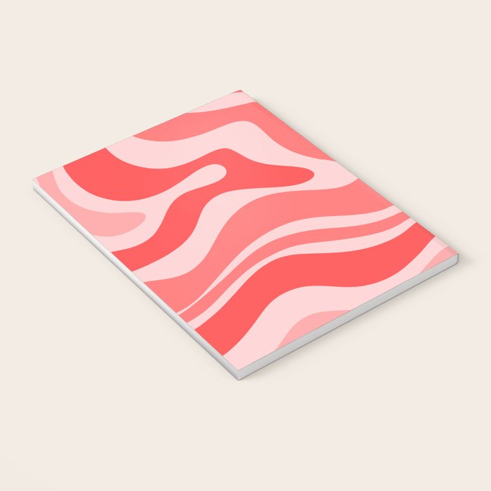 Retro Modern Liquid Swirl Abstract Pattern in Coral Pink Notebook Gallery Image 3