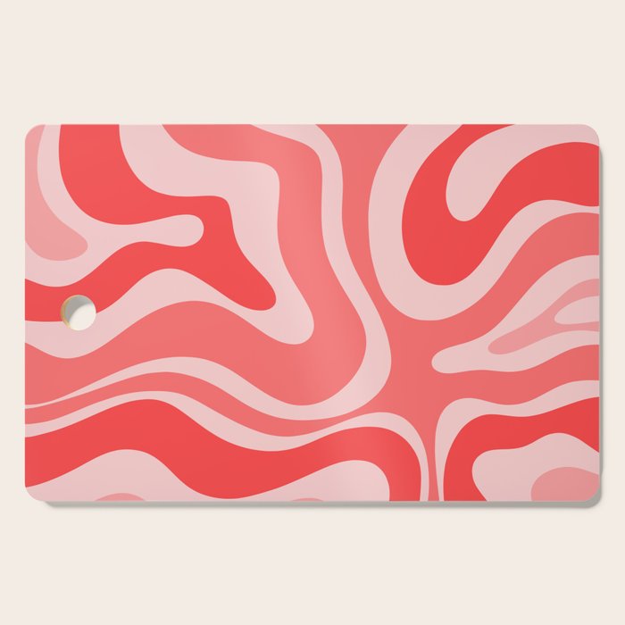 Retro Modern Liquid Swirl Abstract Pattern in Coral Pink Cutting Board Gallery Image 1