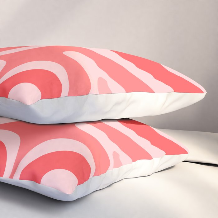 Retro Modern Liquid Swirl Abstract Pattern in Coral Pink Pillow Sham Gallery Image 3
