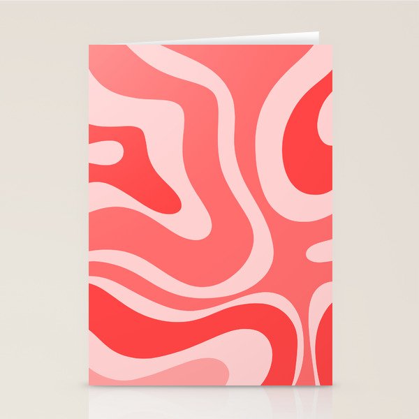 Retro Modern Liquid Swirl Abstract Pattern in Coral Pink Stationery Card Gallery Image 2