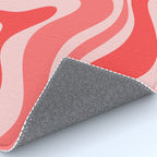 Retro Modern Liquid Swirl Abstract Pattern in Coral Pink Rug Gallery Image 4